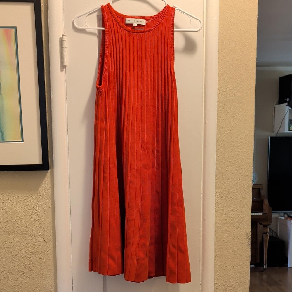 Orange Sleeveless Knit Dress